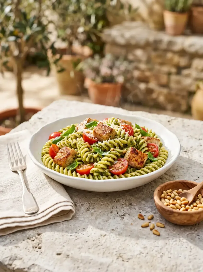 Easy Chicken Pesto Pasta Salad