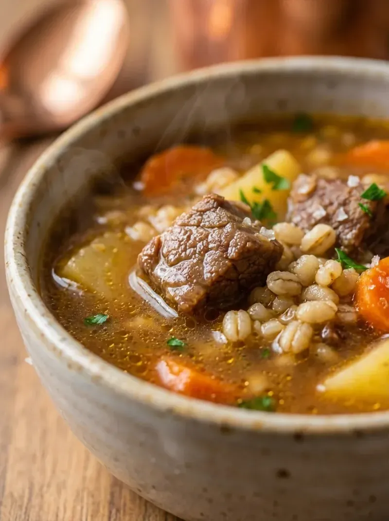 Slow Cooker Hearty Beef and Barley Soup