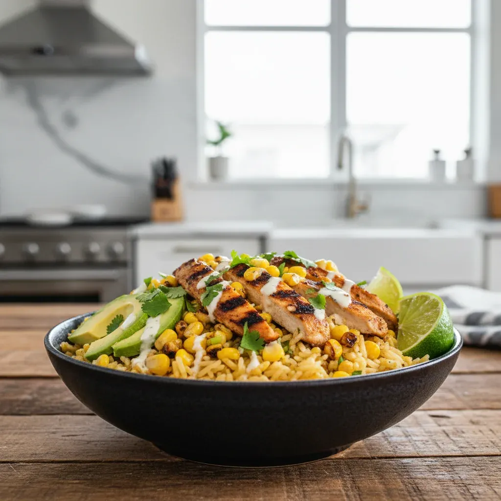Zesty Street Corn Chicken Rice Bowl